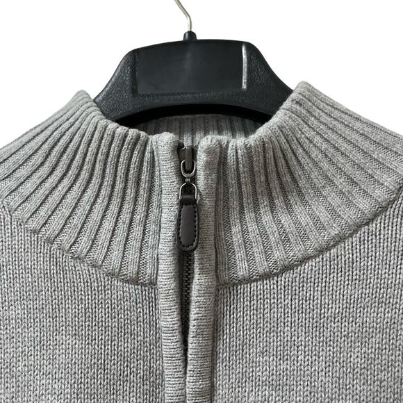 LL Bean Mens 1/4 Zip Thick Cotton Pullover Sweater Size L Gray Outdoor Layers - Picture 3 of 6